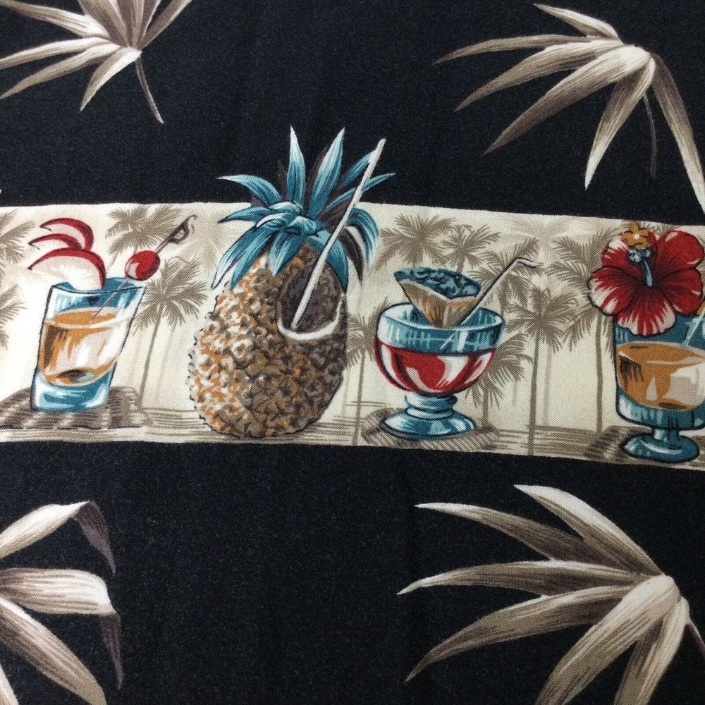Vtg Hawaiian Bar Shirt Campia Alcoholic Beer Wine Cocktail Tropical‎ Collared M - Picture 6 of 8